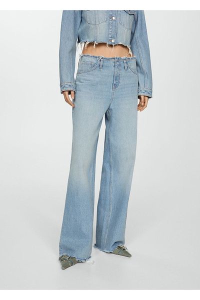 MANGO Woman Bezešvé kalhoty Wideleg Jean
