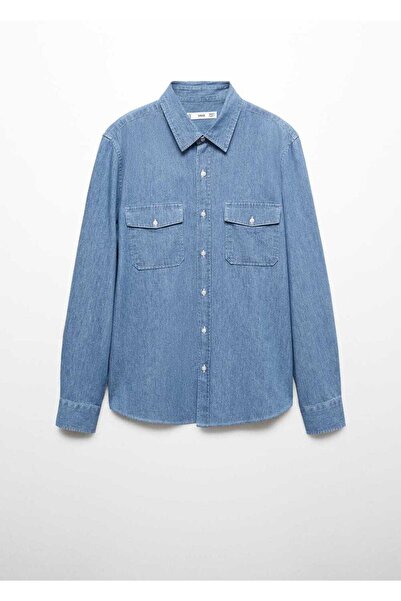 MANGO Man Cepli Denim Gömlek Ceket