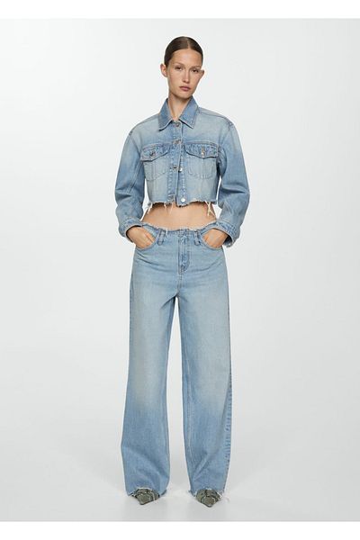 MANGO Woman Bezešvé kalhoty Wideleg Jean