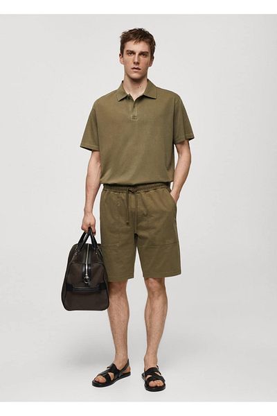 MANGO Man 100% Cotton Drawstring Bermuda Shorts