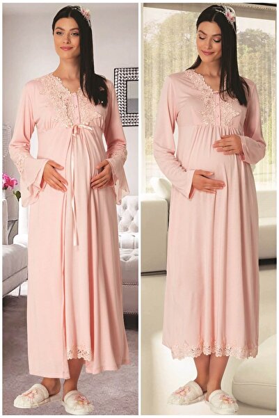 Shop mood Carpediem L.r.بودرة 1518 - طقم ثوب صباحي و ثوب نوم للحوامل