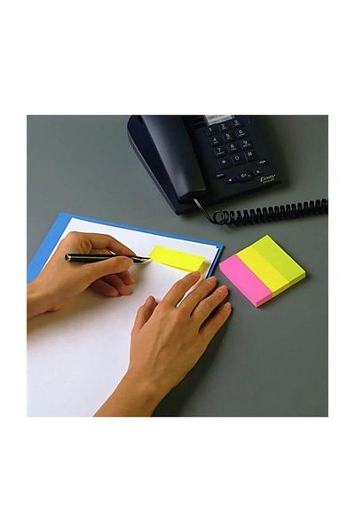 Post-it مؤشر 100 ورقة - 25 × 76 مم ورق تحديد 3 ألوان (3 × 100 ورقة)