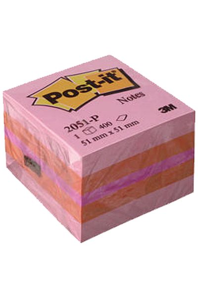 Post-it ®   Αυτοκόλλητο χαρτί σημειώσεων 400 φύλλων Mini Cube - Pink Shades (52 X 52mm)