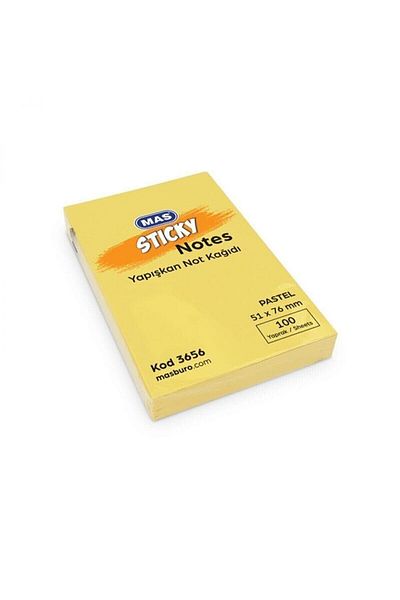 Mas 51X76 Yellow Pasetable Note Paper 3656 Adhesive 100 Sheets