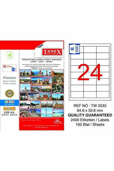 Tanex Laser Label 100 Sheets 64 X 33 Mm Laser Printer Label