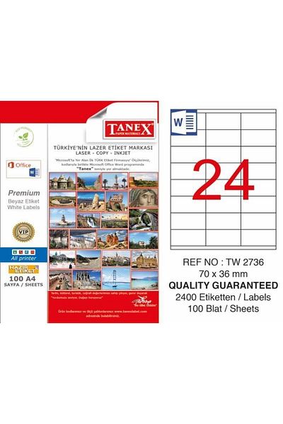 Tanex Laser Label 100 Sheets 70 X 36 Mm Laser Printer Label