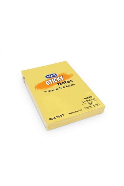 Mas Adhesive Note Paper 100 Sheets 76x102 Mm Pastel Yellow
