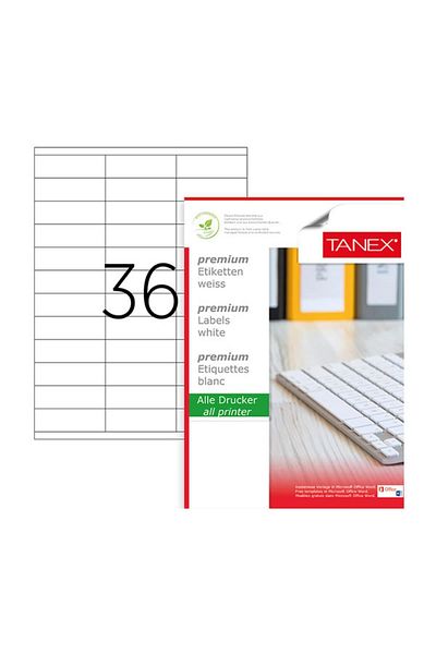 Tanex Αυτοκόλλητο λέιζερ 100 φύλλα 70 X 23 mm Ετικέτα εκτυπωτή λέιζερ