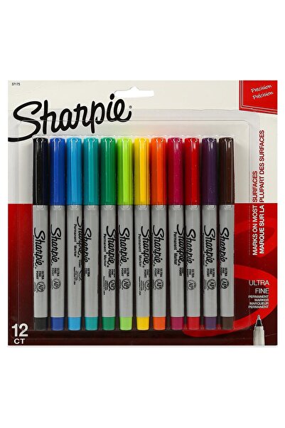 Sharpie Set Permanent Ultra Fine Uç 12 Li Fine Uçlu Keçeli Markör Kalem
