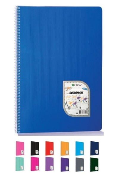 Çınar Σχολικό Σημειωματάριο Colormaxi A-5 - Πλαστικό κάλυμμα με σπείρα, 96 φύλλα καρό, 96/4 (Συσκευασία 12)