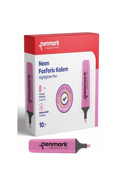 penmark Neon Highlighter Marker Pink Highlighter (Pack of 10)