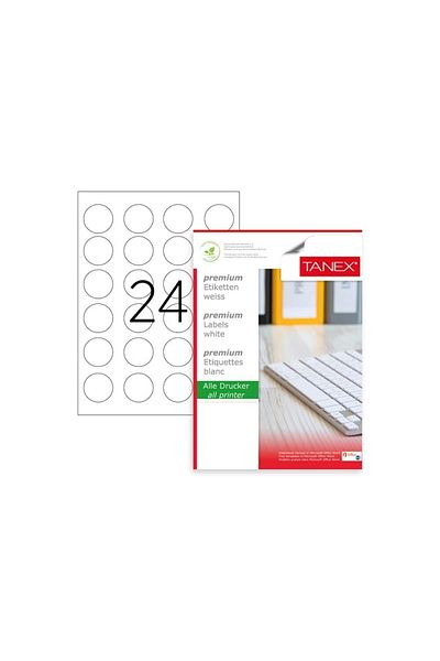 Tanex Laser Sticker 100 Sheets 40 mm Round Laser Printer Sticker