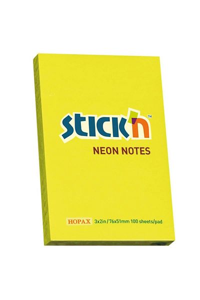 Hopax 100 Sheets Highlighter Yellow Note Paper - 76x51 Mm, Adhesive (Pack of 12)