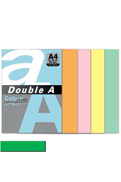 DOUBLE A Parrot Green Colored A4 Paper - 80 Gr, 100 Sheets