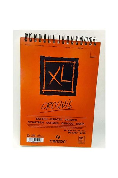 Canson Croquıs XL Sketch - 90 Grams, Top Spiral, A5 50 Sheets