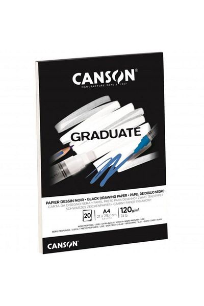 Canson كتلة رسم سوداء من Graduate Cangrad - 20 ورقة، A4، 120 جرام