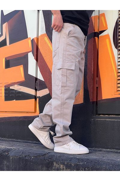 ElitWear Ανδρικό φαρδύ παντελόνι σε φαρδύ στυλ με τσέπες στο πλάι και στο πίσω μέρος