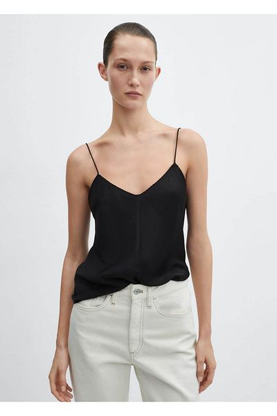 MANGO Woman Pleated Lace Blouse