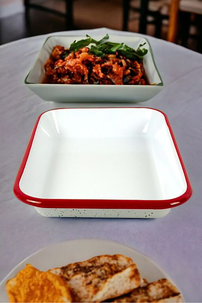 İnci Emaye No. 28 Enamel - Quadrangular Plate Appetizer Breakfast Camping Picnic