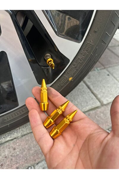 poyoto Universal Oto Sivri Sibop Kapağı Mermi Sibop Kapağı 4"lü Sarı Gold