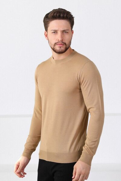 Ferraro Erkek Camel Bisiklet Yaka Superfine Triko Kazak