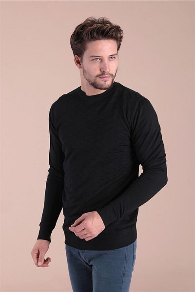 Ferraro Pulover negru din lână superfină pentru bărbați
