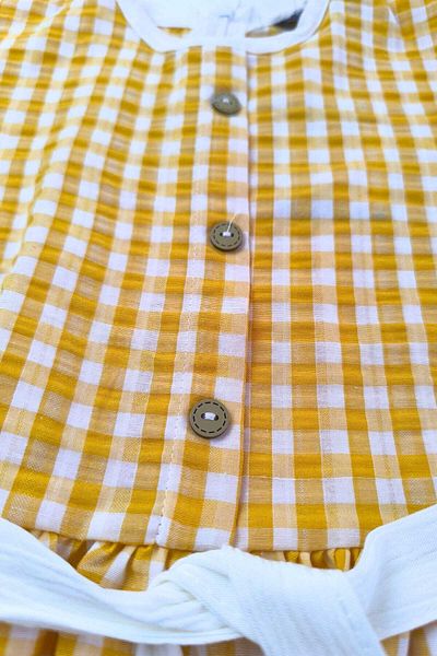 MSMMODA Girl's Plaid Dress - Elastic Sleeve Design
