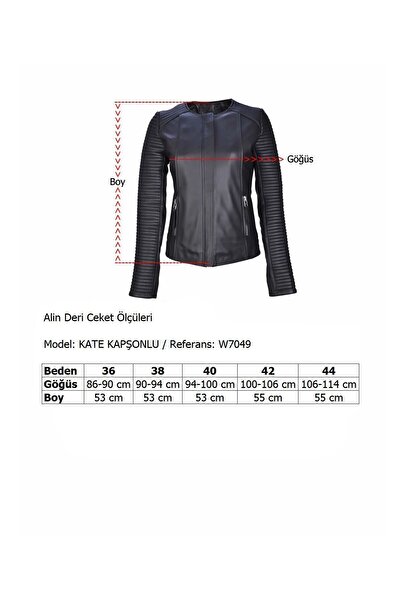 ALİN Kate Hakiki Deri Kadın Siyah Kapüşonlu Deri Mont