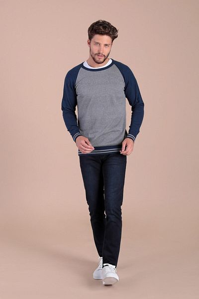 Ferraro Ανδρικό πουλόβερ Navy Blue Crew Neck Cotton Silk 3946