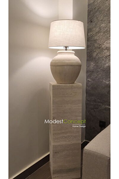 Modestmar Traverten Sehpa 70cm yan sehpa