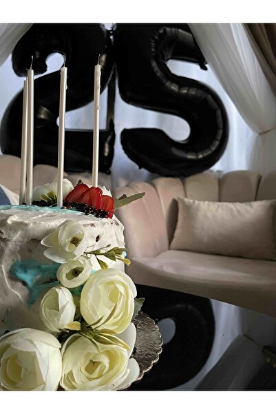 ikm balon Folyo Balon 5 Rakamı Helyum Balon 76 Cm Siyah Renk