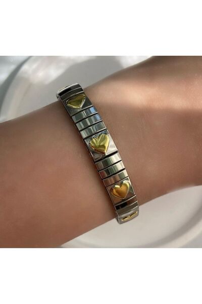 NİLLS STORE سوار من الفولاذ المستورد على شكل قلب