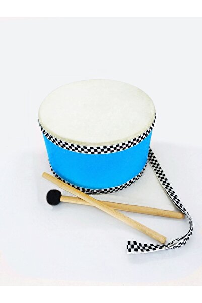 AyasEğiticiOyuncak Askılı Küçük Deri Davul - Bambu Düdük