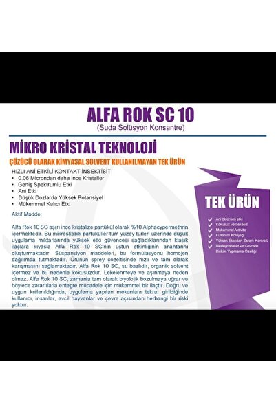 MAVİ İLAÇ Alfa Rok Sc 10 Haşere Hamamböceği Sinek Ilacı