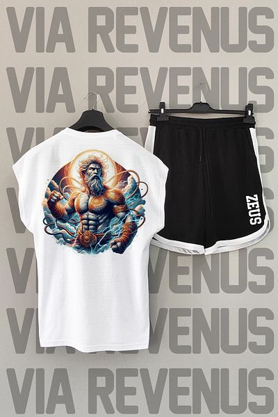 Vordevia Σετ αθλητικό μπλουζάκι και σορτς Zeus Crew Neck Λευκό και Μαύρο - Μηδενικό μανίκι