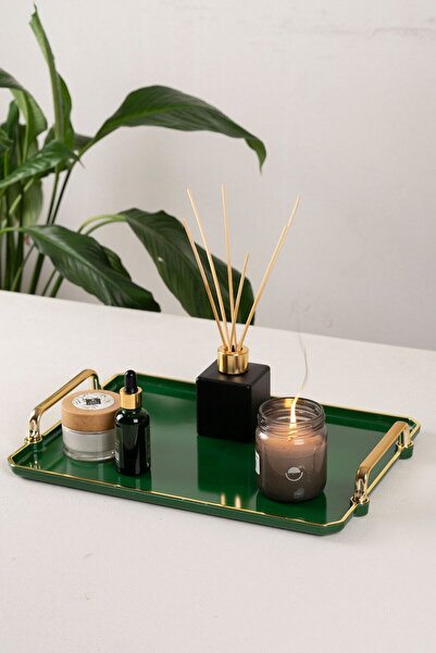 ALM HOME صينية خضراء لعرض أدوات المائدة المنزلية والمطبخ وصينية القهوة والشاي