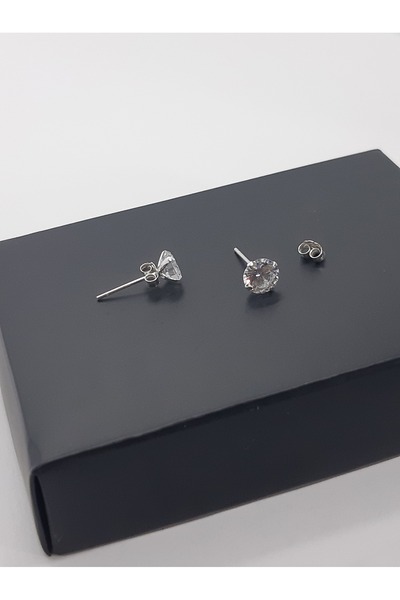 Set 925 Ayar Gümüş Zirkon Taşlı ''YUVARLAK'' Küpe