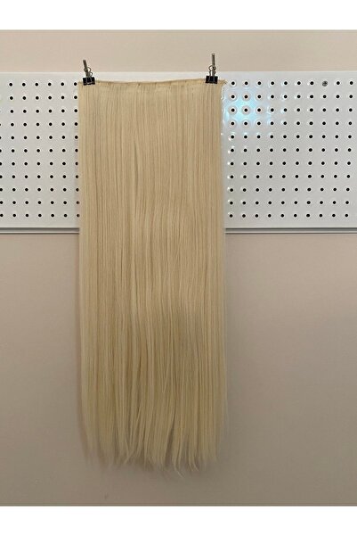 TOPRAK PERUK Düz Platin Sarısı Yarım Ay Çıtçıt 75 Cm