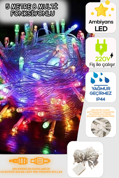 ALSHOP Yeni Nesil Eklenebilir 40 Ledli 5 Metre Soft Led Rgb 8 Farklı Fonksiyo...