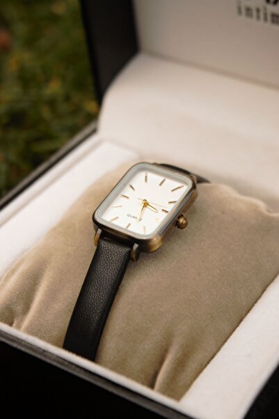QUARTZ Marka Vintage Eskitme Gold Minimal Kare Çelik Kasa