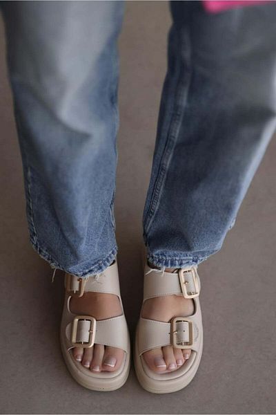 Melek Tuna Sandale cu cataramă dublă pentru femei, sandale elegante pentru femei, sandale casual pentru femei