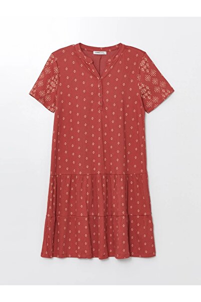 LC Waikiki LCW Grace Print rövid ujjú kihagyott galléros női ruha