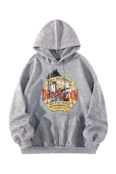 Massgai Унисекс суитшърт с качулка Oversize - с щампа на дизайн