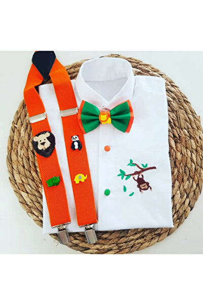 cool partyshop قميص قصير برباط باللون الأخضر والبرتقالي