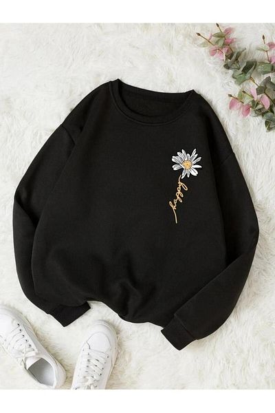 Massgai Унисекс суитшърт Daisy Design Oversize - с кръгло деколте