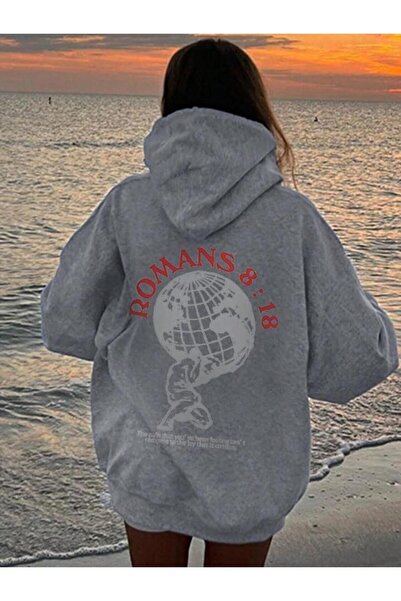 Massgai Rimljani 8:18 Tasarım Baskılı Uniseks Preveliki Kapüsonlu Dukserica H...