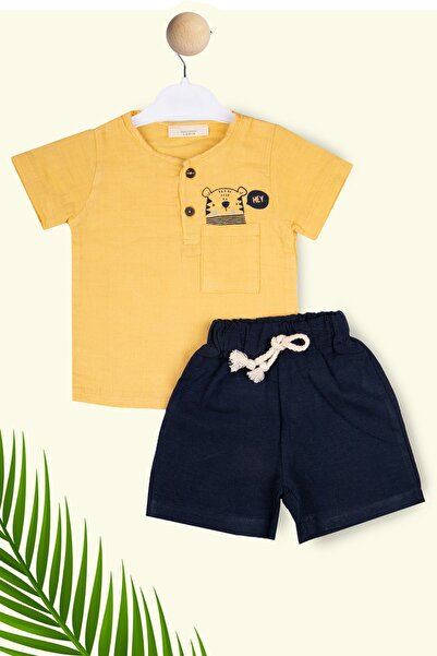 Baby طقم موسلين مكون من قطعتين للأطفال الأولاد - نمط الدبدوب، 100% قطن، مظهر ...