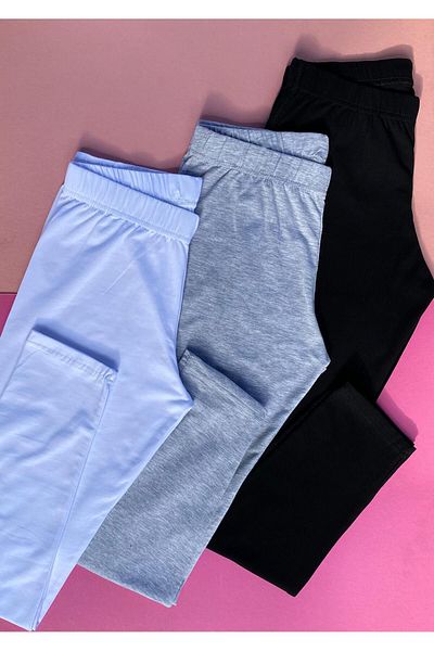 VicTroy Colanți-Short pentru damă, alb, negru și gri, 3 bucăți Lycra Bumbac de bază