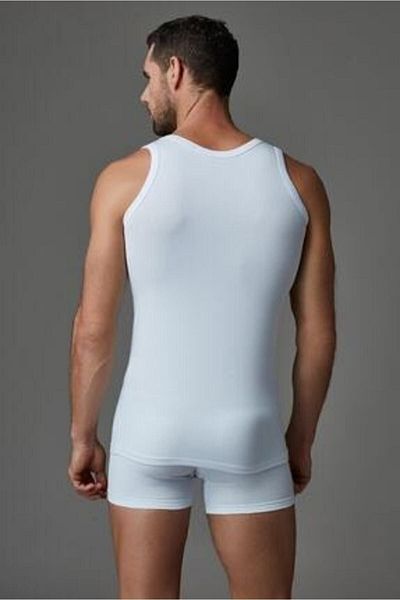 Dagi Men's White 2-Piece Wide Collar Combed Cotton Undershirt
