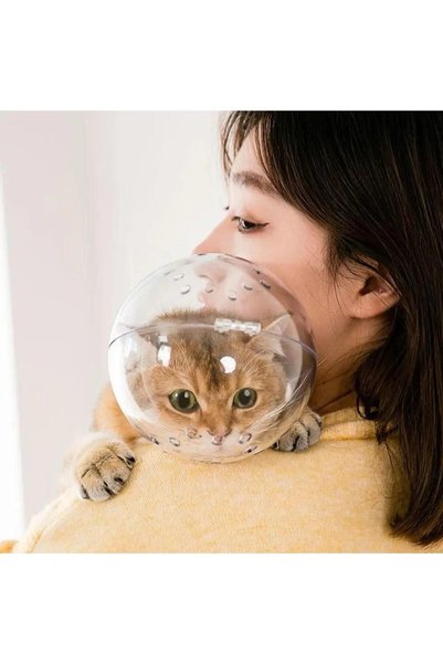 Generic Brand Cat Transparent Breathable Head Hood Adjustable Helmet Bite Resistant Grooming Pet Round Headgear Astronaut